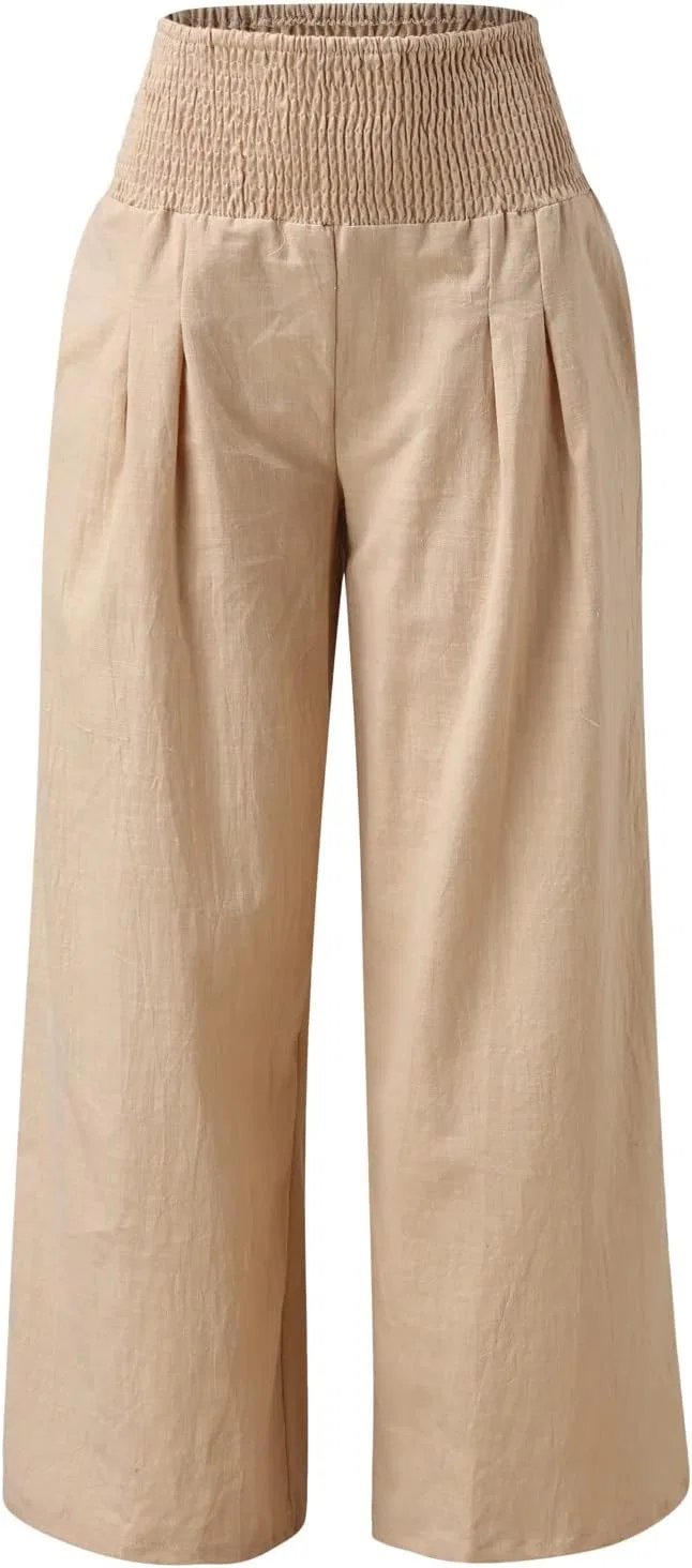 Леггинсы широкие из хлопка и льна, Khaki — фото 4