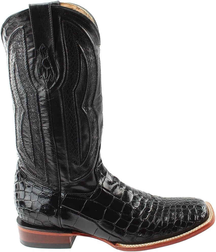 

Мужские ботинки Ferrini Mens Stallion с широким квадратным носком, из кожи аллигатора США, средней длины голенища - черные Ferrini Italia