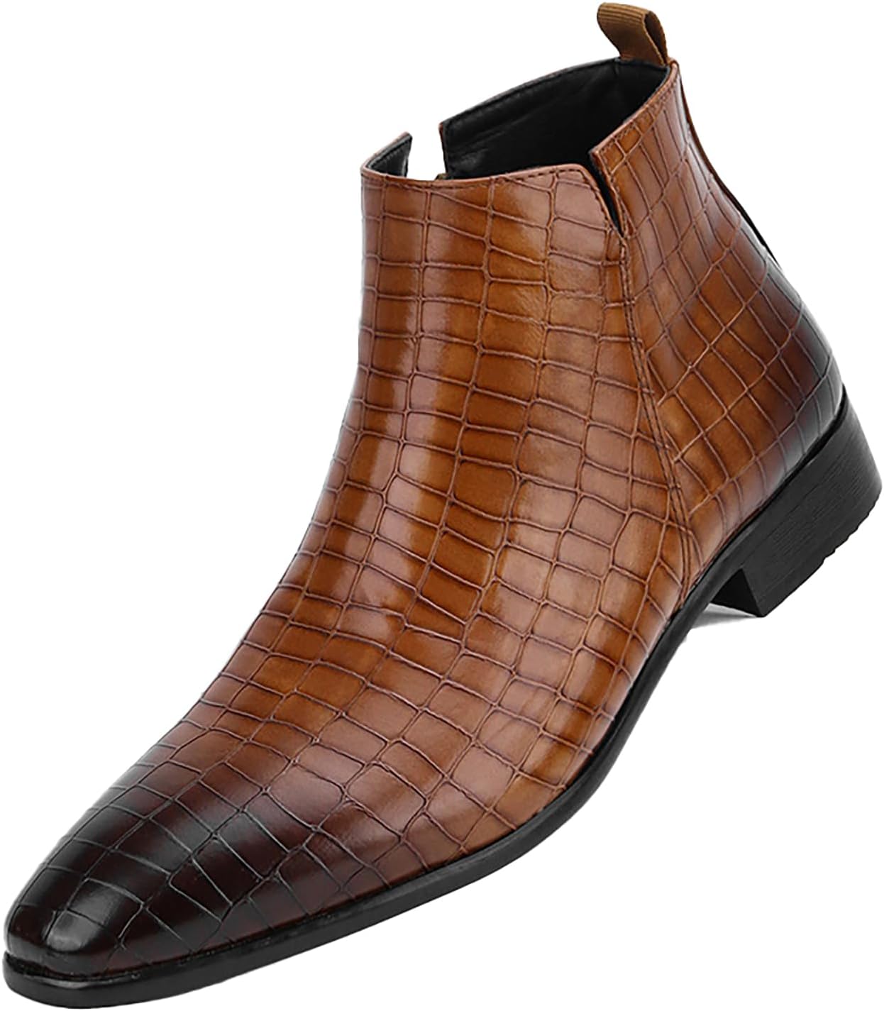 

Мужские кожаные ботинки Челси с принтом, без шнурков, модные, удобные, высокие, с заостренным носком, деловые повседневные ботильоны, формальная обувь для свадьбы и вечеринки, оксфорды Qeosnbx, коричневый