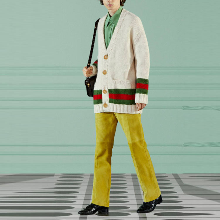 Кардиган Gucci Wool Cardigan With Web 'Beige' 706735-XKCJ4-9146, бежевый — фото 2