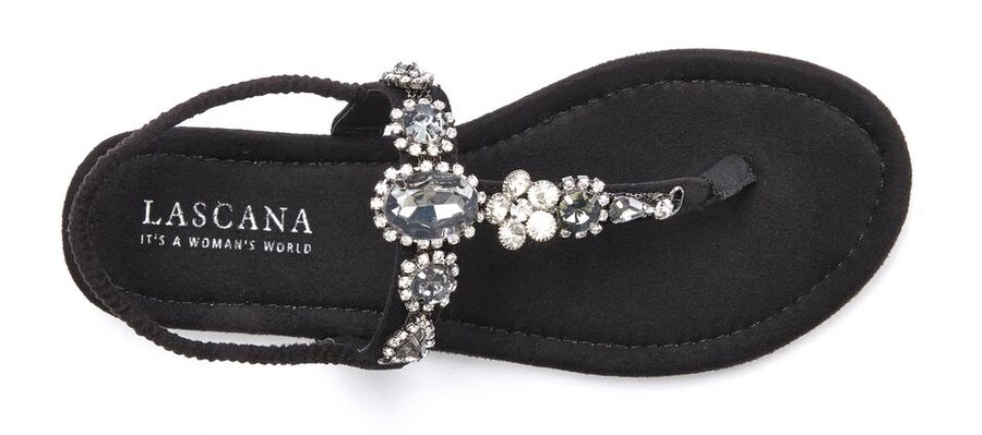 Сандалии с т-образным ремешком LASCANA T-Bar Sandals, черный — фото 4