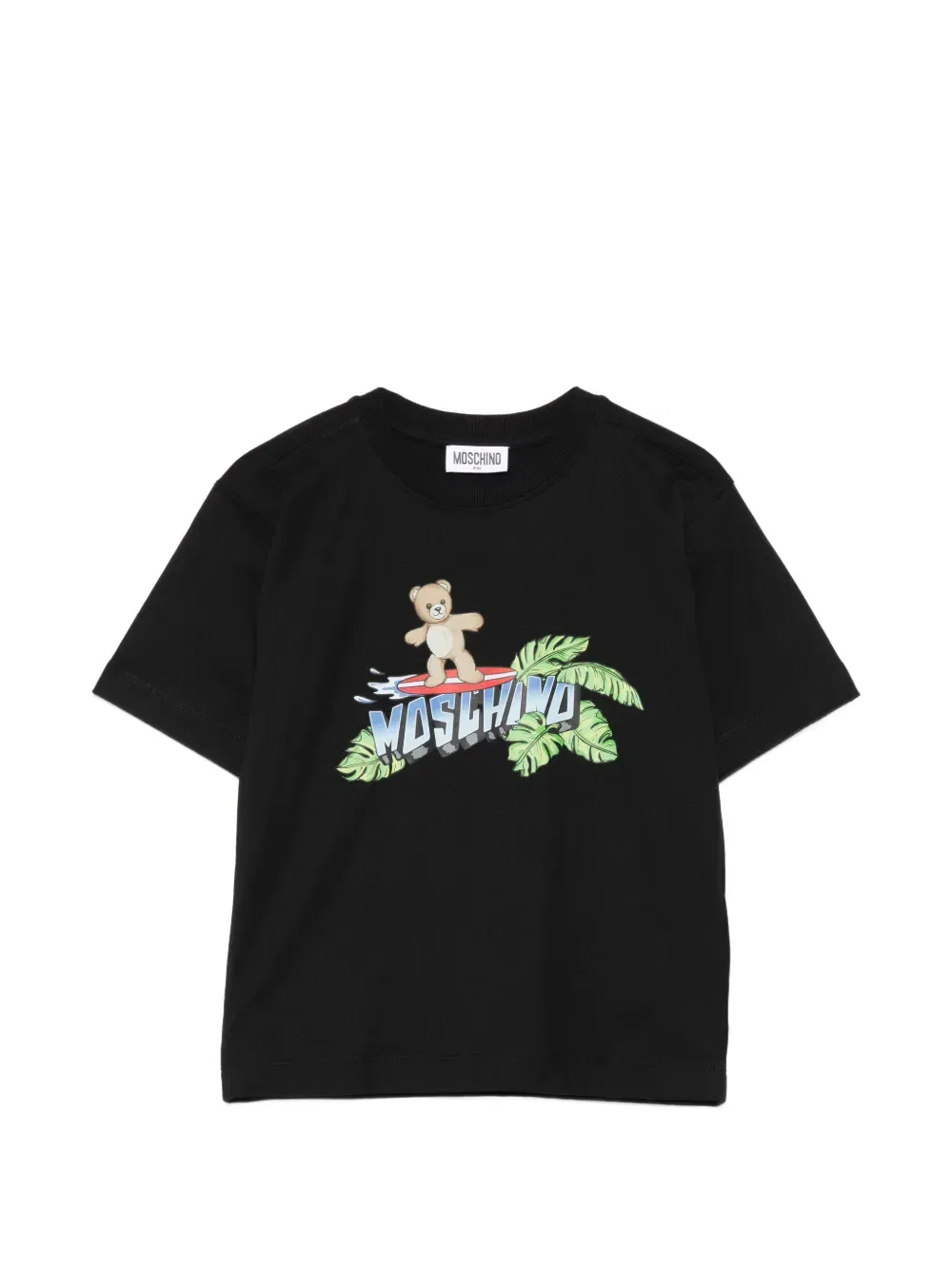 Футболка с медвежьим принтом Moschino Kids, черный