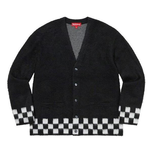 

Куртка brushed checkerboard cardigan 'black white' Supreme, черный