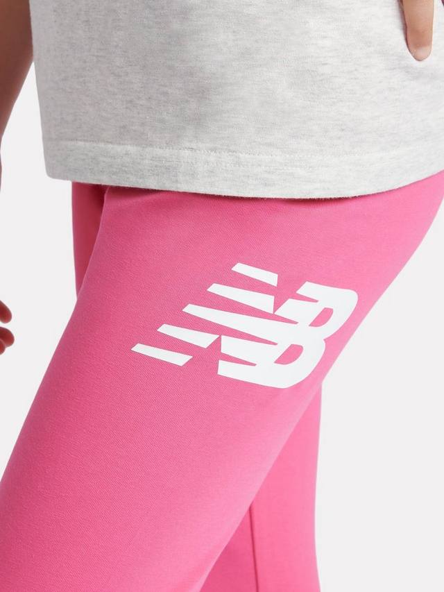 Детские лосины с эластичным поясом и логотипом New Balance, Pink — фото 4