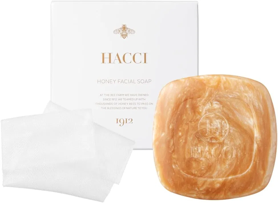 Мыло для лица Hacci с медом, 120 г, белый, с сеткой для пены