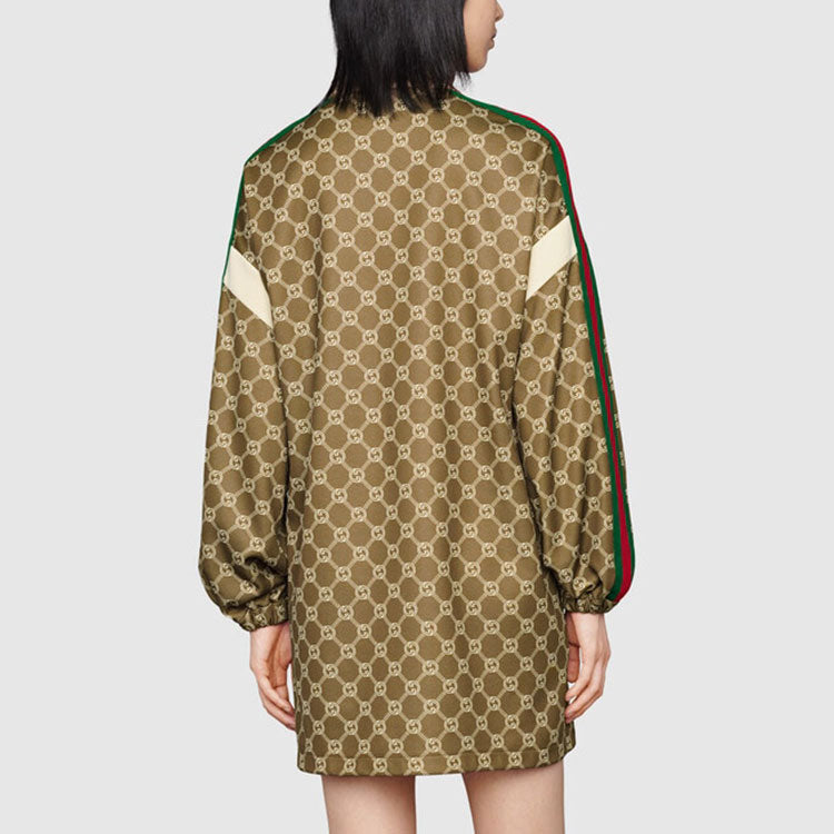 Платье (WMNS) Gucci Interlocking G technical jersey dress 'Olive green Ivory — фото 4