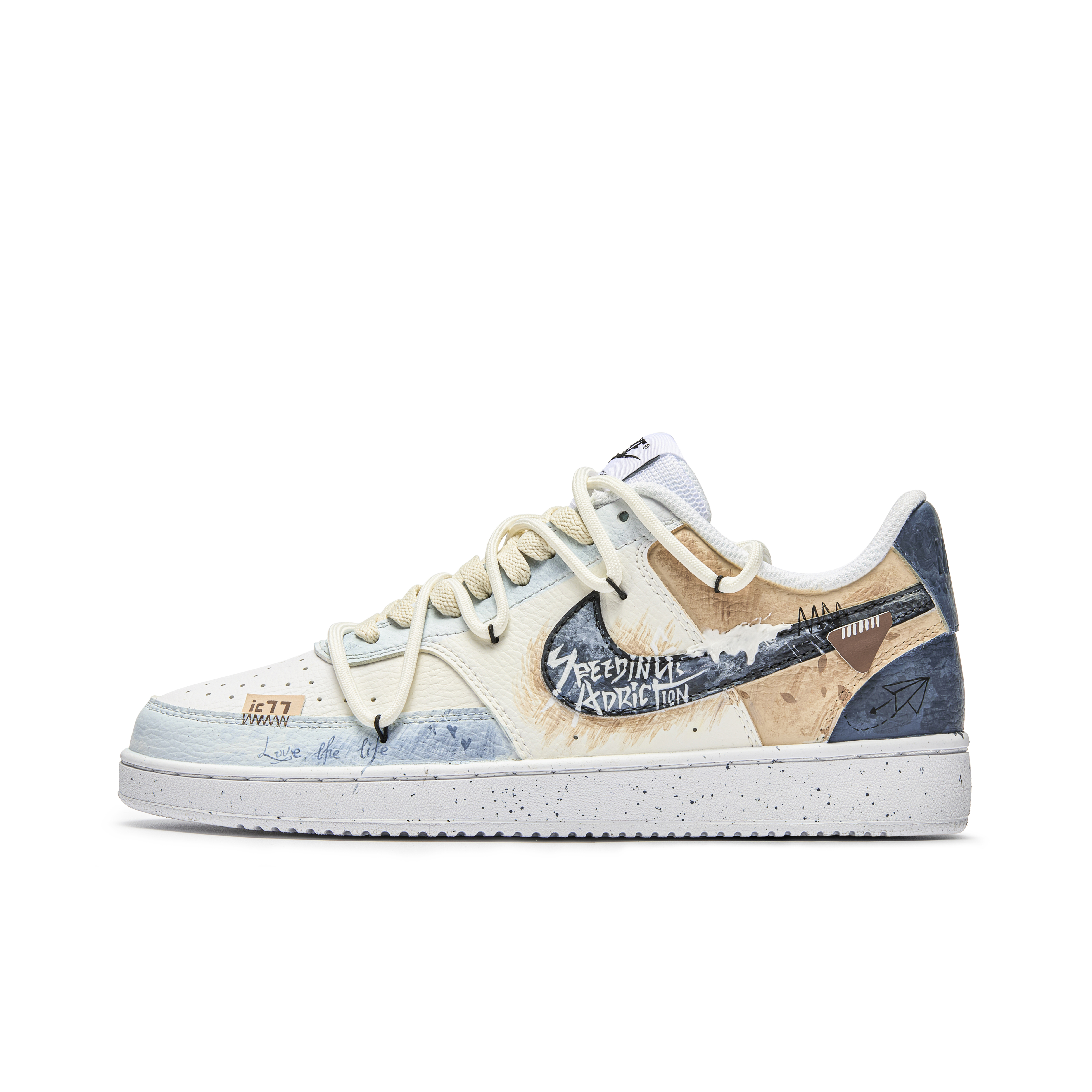 

Nike Кроссовки Court Vision 1 Ic77 Forward II с низким верхом, устойчивые к истиранию и скольжению, мужские, бежево-синие