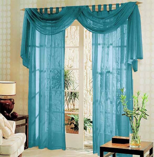 

Штора Gardinenboxn Set Voile Querbehang Uni, 140x245x1 см, бирюзовый