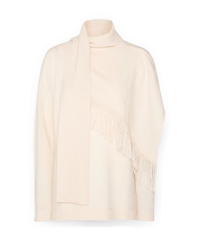 

Свитер с бахромой и съемным шарфом Elena Mirã², бежевый