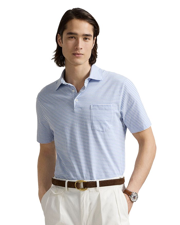 

Поло с полосками и логотипом Lisle, стандартная посадка Polo Ralph Lauren, синий
