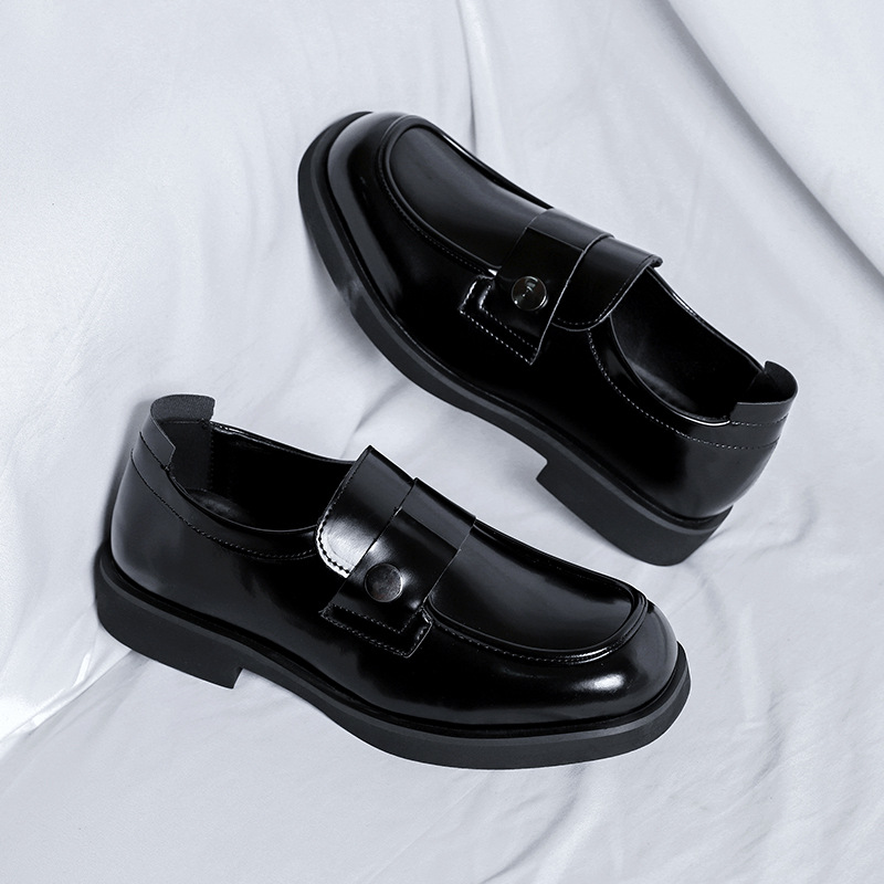 WEISHIBANGWEI Мужские лоферы черные с потайной платформой, цвет Black Hidden Wedge — фото 3