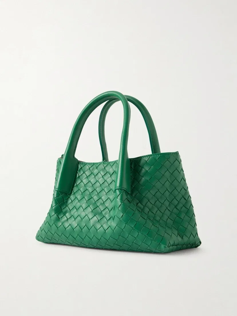 Сумка-тоут Pinacoteca small Intrecciato из кожи BOTTEGA VENETA, бирюзовый — фото 4