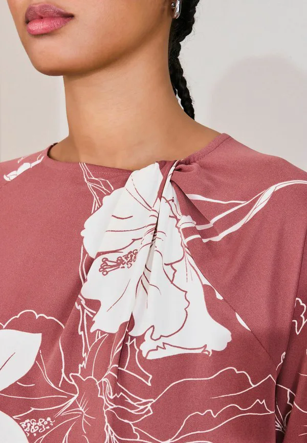 Блузка прямого кроя с перекрученным воротником и длинными рукавами Next, Rose Floral Print — фото 3