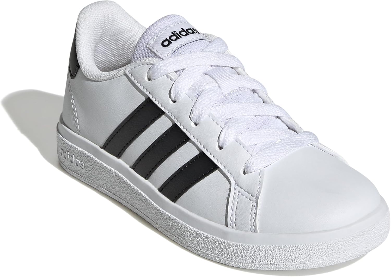 Детские кроссовки Adidas Grand Court 2.0 унисекс с эластичными шнурками и ремешком, белый/черный — фото 2
