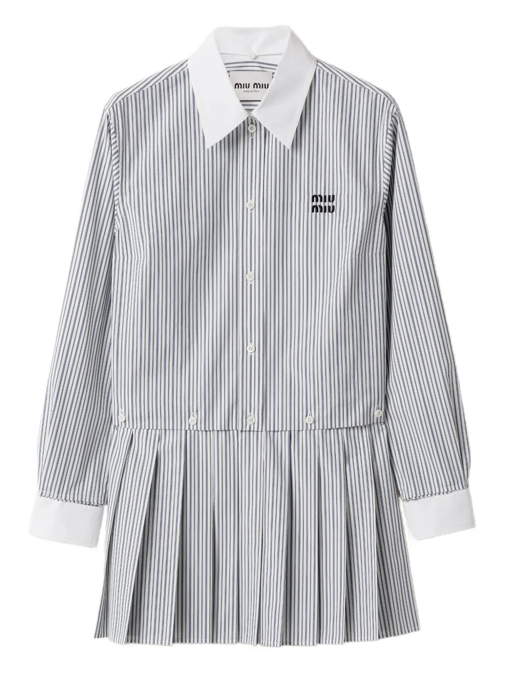 

Платье-рубашка мини в полоску MIU MIU, белый