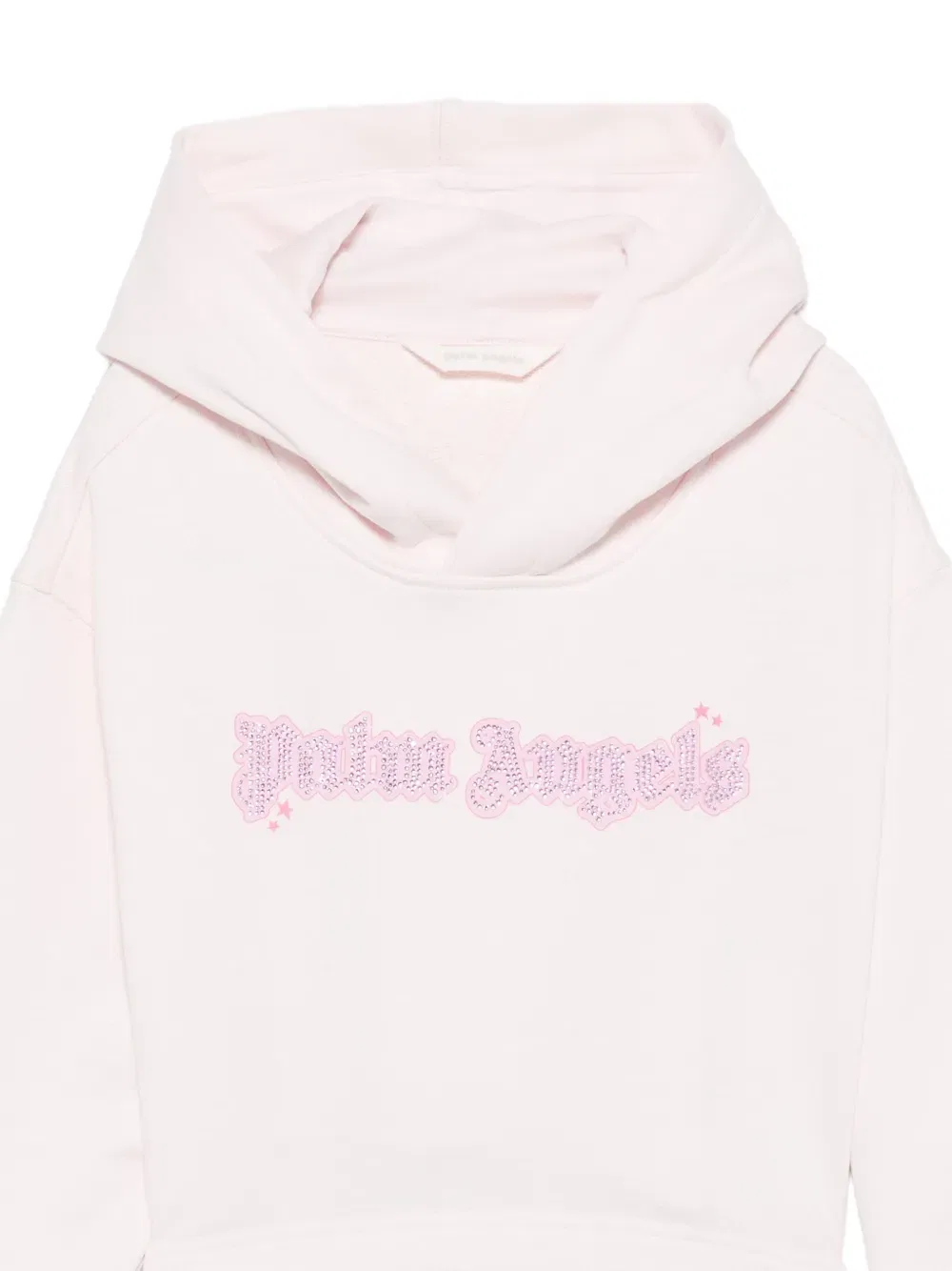 Худи с логотипом, украшенным ронстоунами Palm Angels Kids, розовый — фото 3