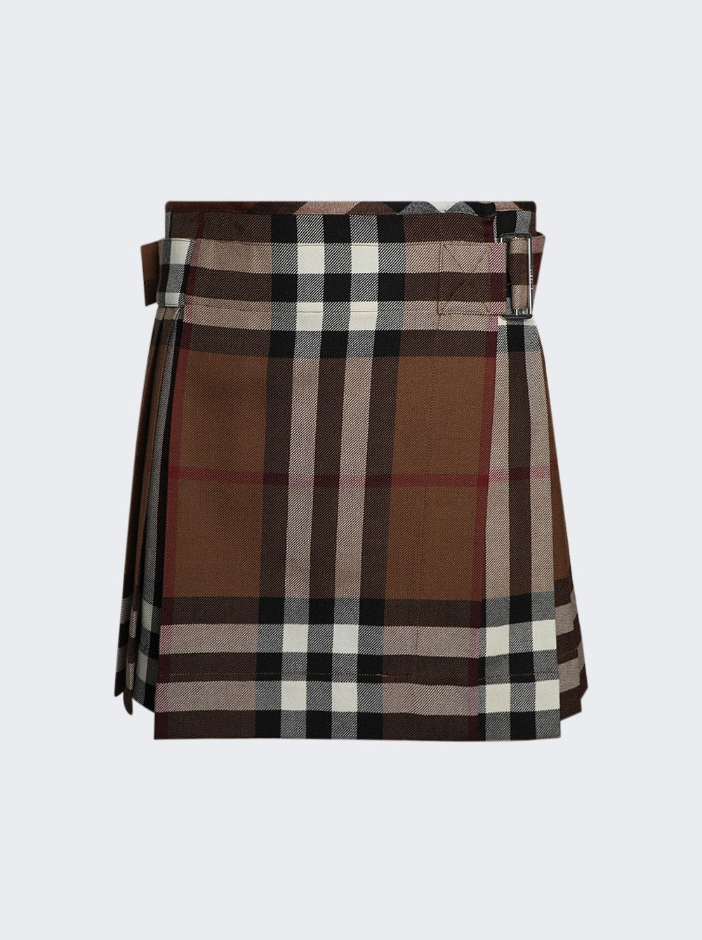 

Юбка из шерстяной ткани в клетку Burberry, цвет dark birch brown
