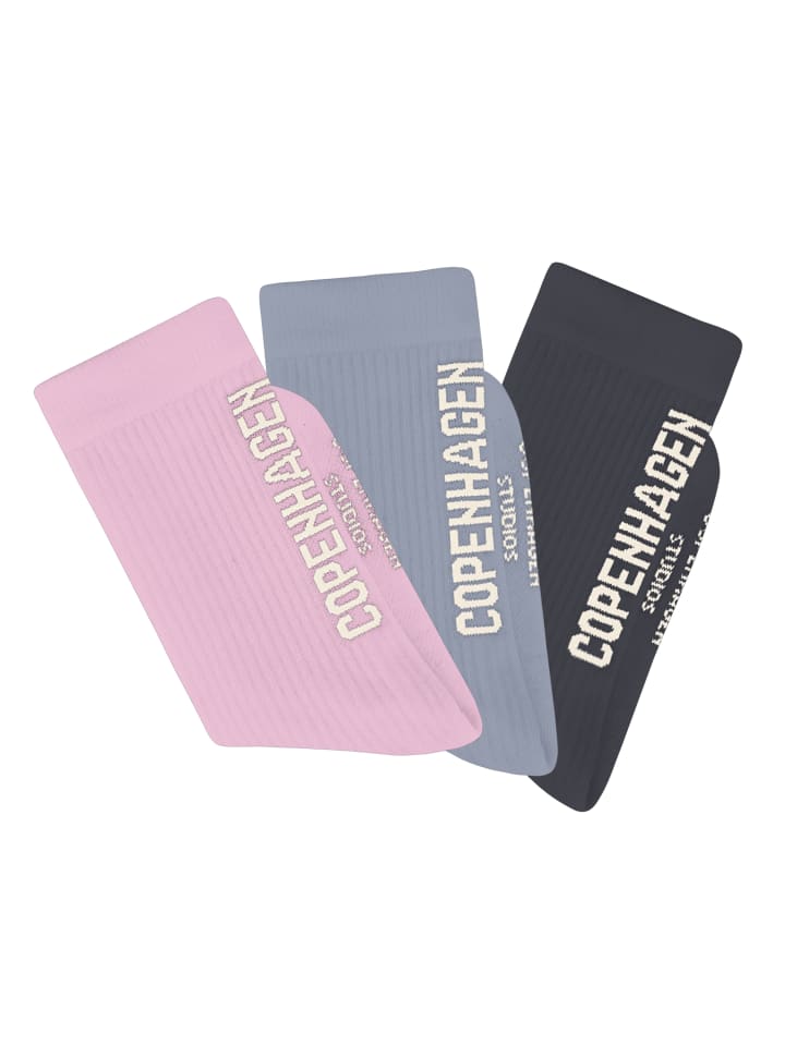 

Copenhagen Studios Теннисные носки: 1 шт. антрацитового, 1 шт. светло-голубого, 1 шт. розового цвета