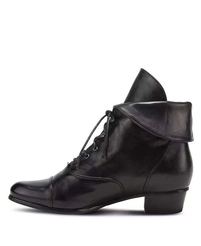 Galil Polished Leather Lace-Up Bootie с отложным манжетом и каблуком stacked heel Spring Step, черный — фото 3