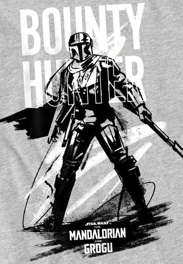 Толстовка с изображением мандалорца и охотника за головами грогу Star Wars, Mottled Light Grey — фото 3
