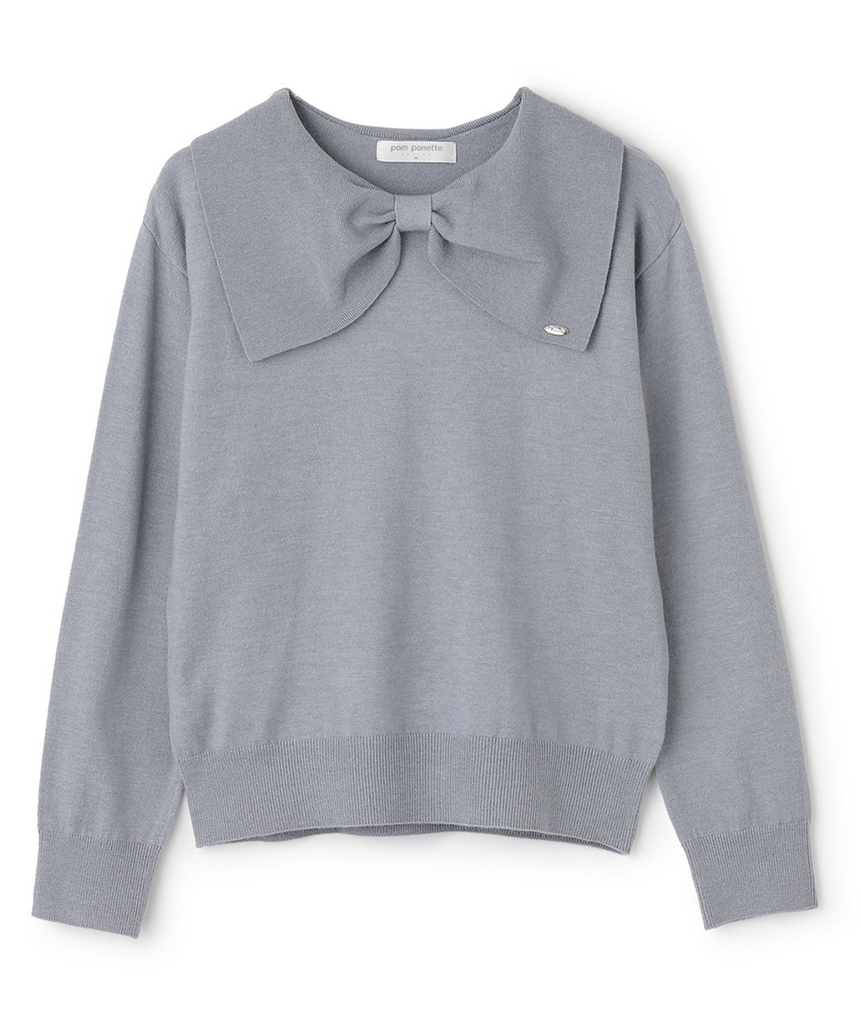 Свитер Вязаный воротник с лентой Pom Ponette Junior, Moderate Blue