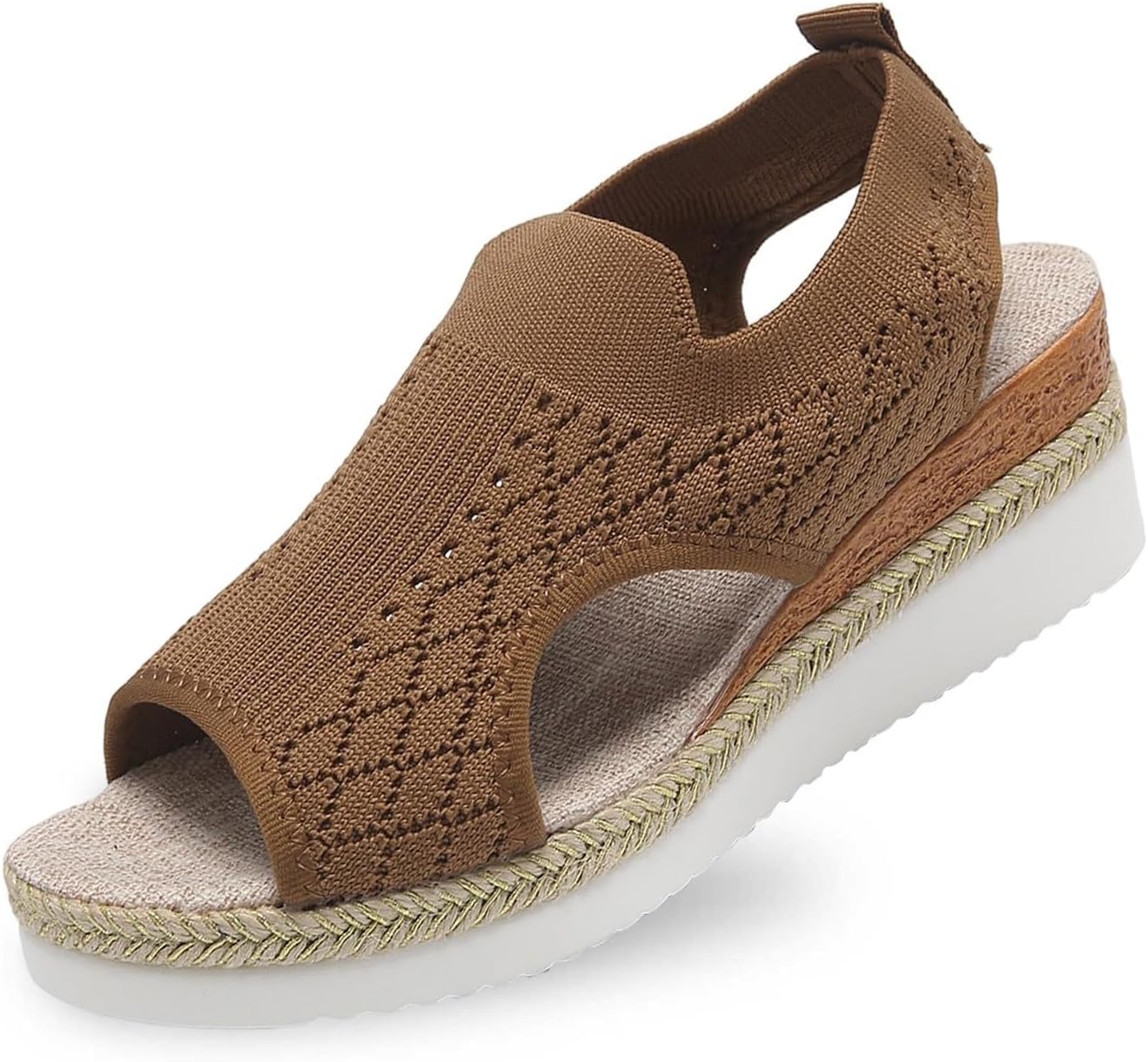 

Женские ортопедические сандалии для ходьбы с удобной поддержкой свода стопы, эспадрильи на танкетке, с открытым носком, летние сандалии на платформе, легко надеваются, для подошвенного фасциита, дышащие сетчатые туфли Toumov, коричневый
