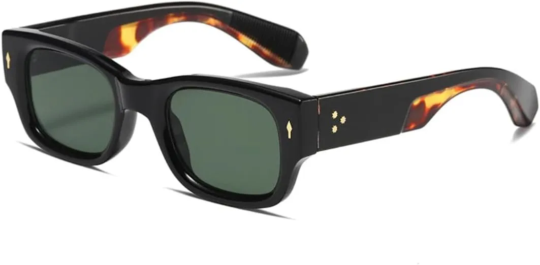 

Винтажные солнцезащитные очки для женщин, модные, с заклепками, с широкими дужками, мужские, в стиле панк, двухцветные, UV400 UUPTTPL, Black Leopard Green