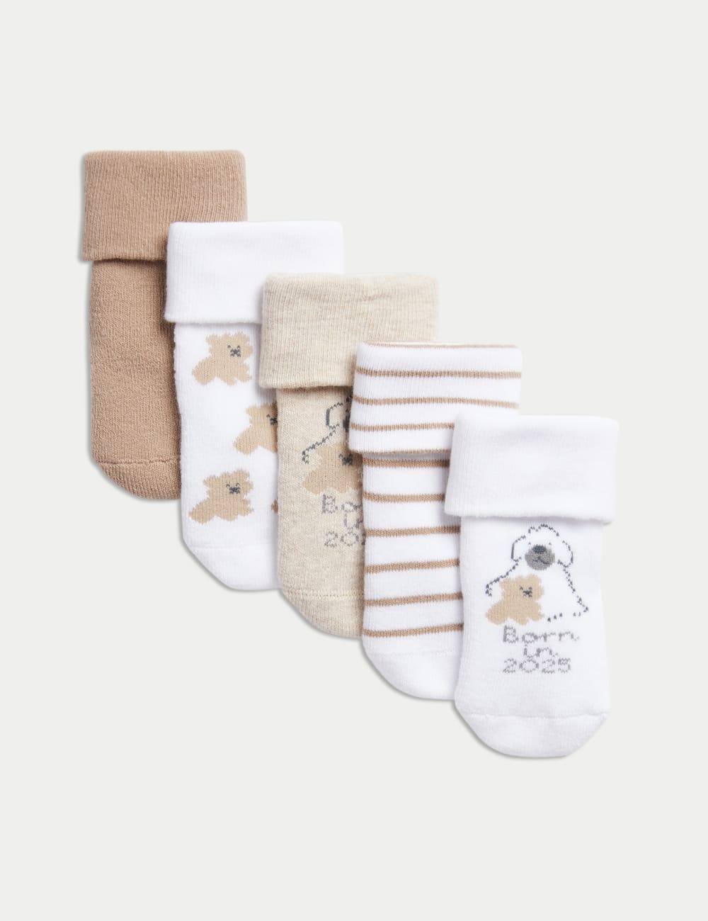 

4 пары носков для малышей с узором из хлопка Marks & Spencer, белый