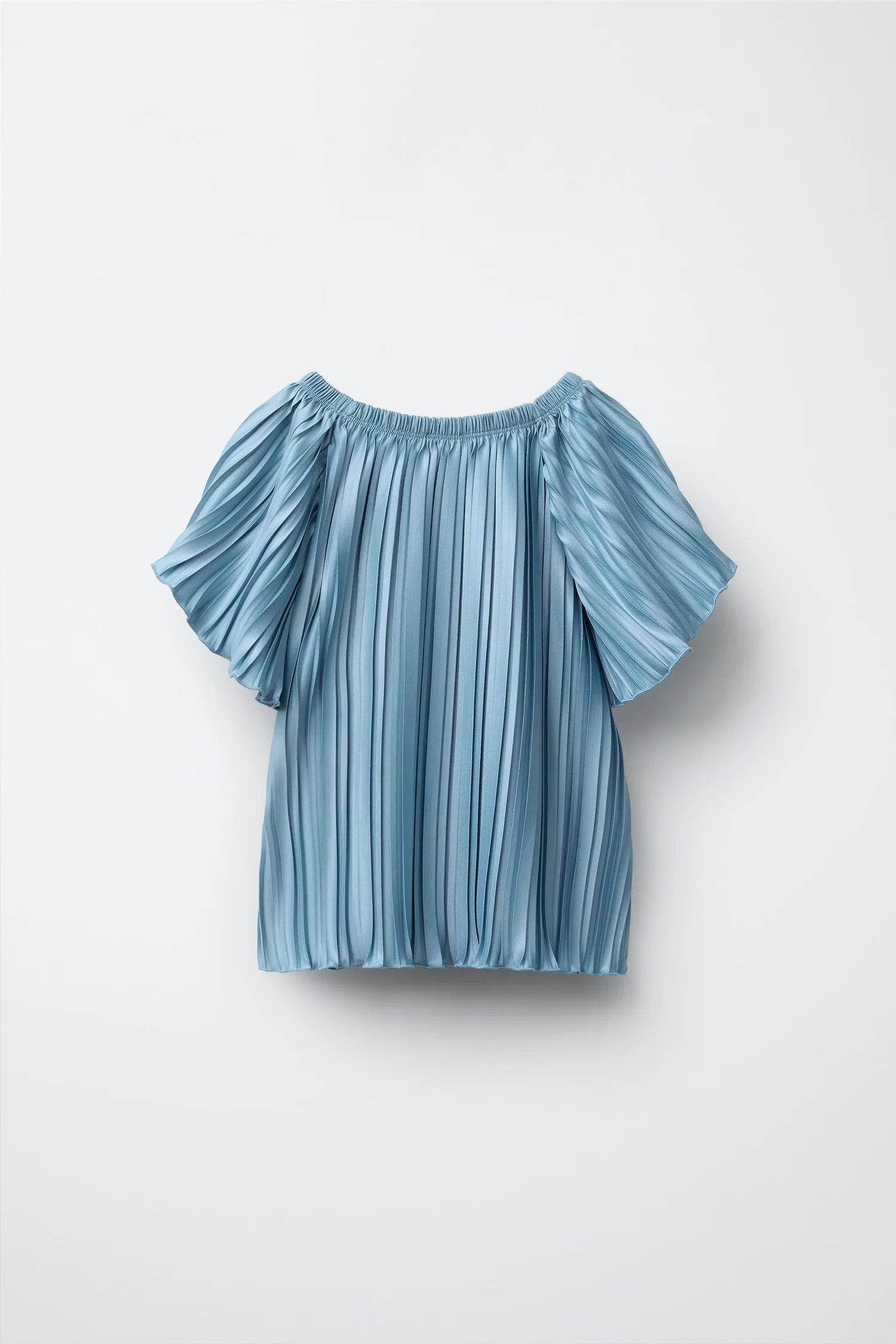Складочная футболка Zara, синий — фото 2