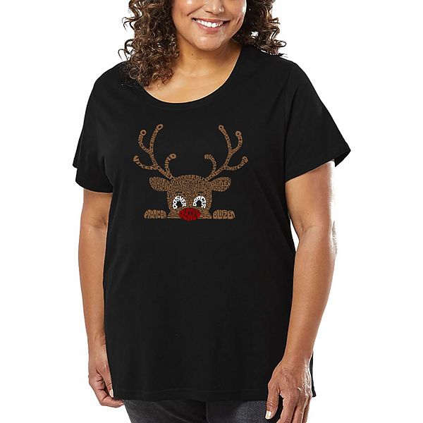 

Футболка с принтом Peeking reindeer для женщин plus size La Pop Art, Black, Черный, Футболка с принтом Peeking reindeer для женщин plus size La Pop Art, Black