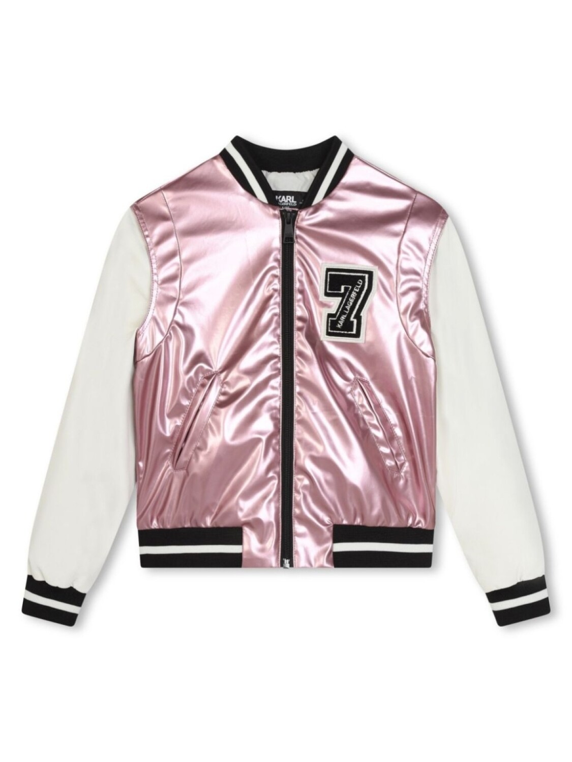 

Karl Lagerfeld Kids бомбер с вышитым логотипом, розовый