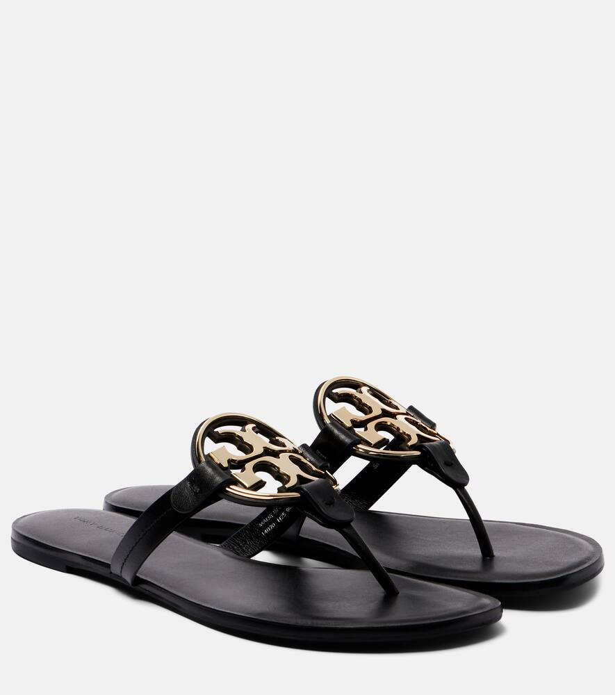 Кожаные сандалии-шлепанцы Metal Miller Tory Burch, Perfect Black/Gold