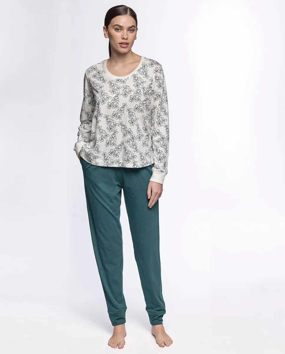 

Женская пижама из бамбука и хлопка, длинная Punto Blanco, светло-бежевый