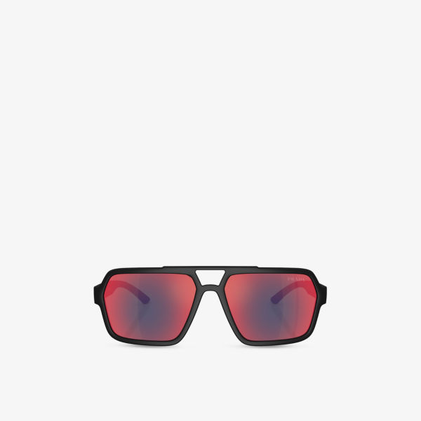 

PS A06S Pilot-Frame инъекционные солнцезащитные очки Prada Linea Rossa, черный