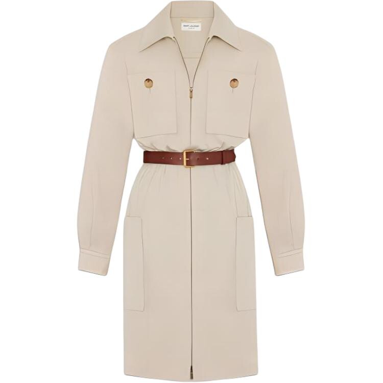 

Платье с длинными рукавами женское цвета хаки Saint Laurent