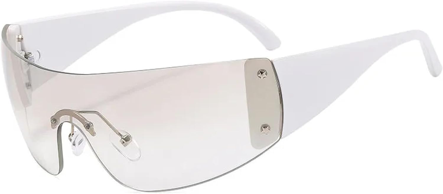 

Модные солнцезащитные очки в стиле панк для мужчин и женщин, цельные солнцезащитные очки унисекс для активного отдыха, модные очки с защитой от УФ-излучения UV400 TKKTLLT, White Silver