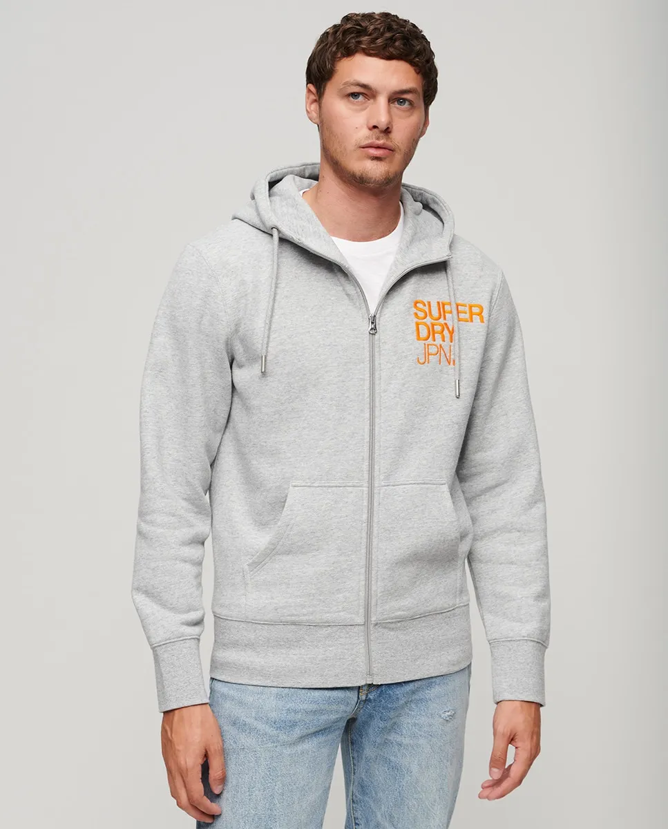 

Мужская толстовка с капюшоном на молнии Brand Mark Superdry, светло-серый