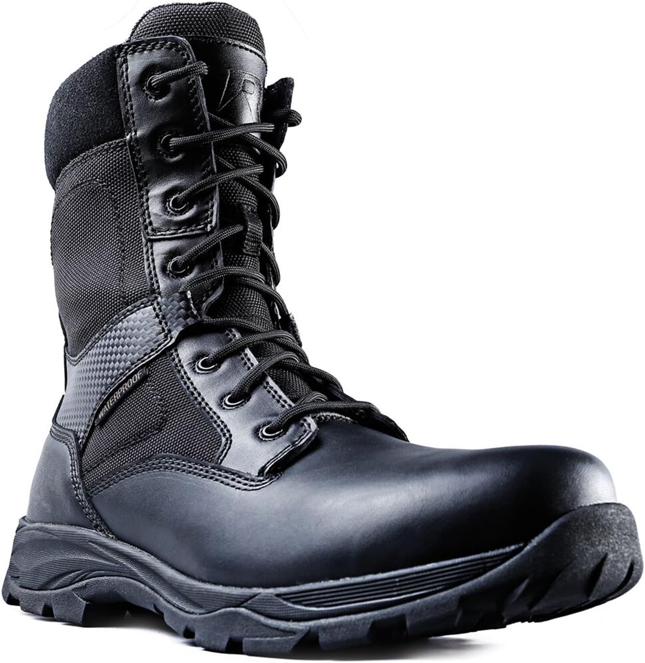 

Мужские тактические водонепроницаемые ботинки Ridge Footwear Max Pro 8 с композитным носком и застежкой-молнией - масло- и противоскользящие, черные кожаные ботинки