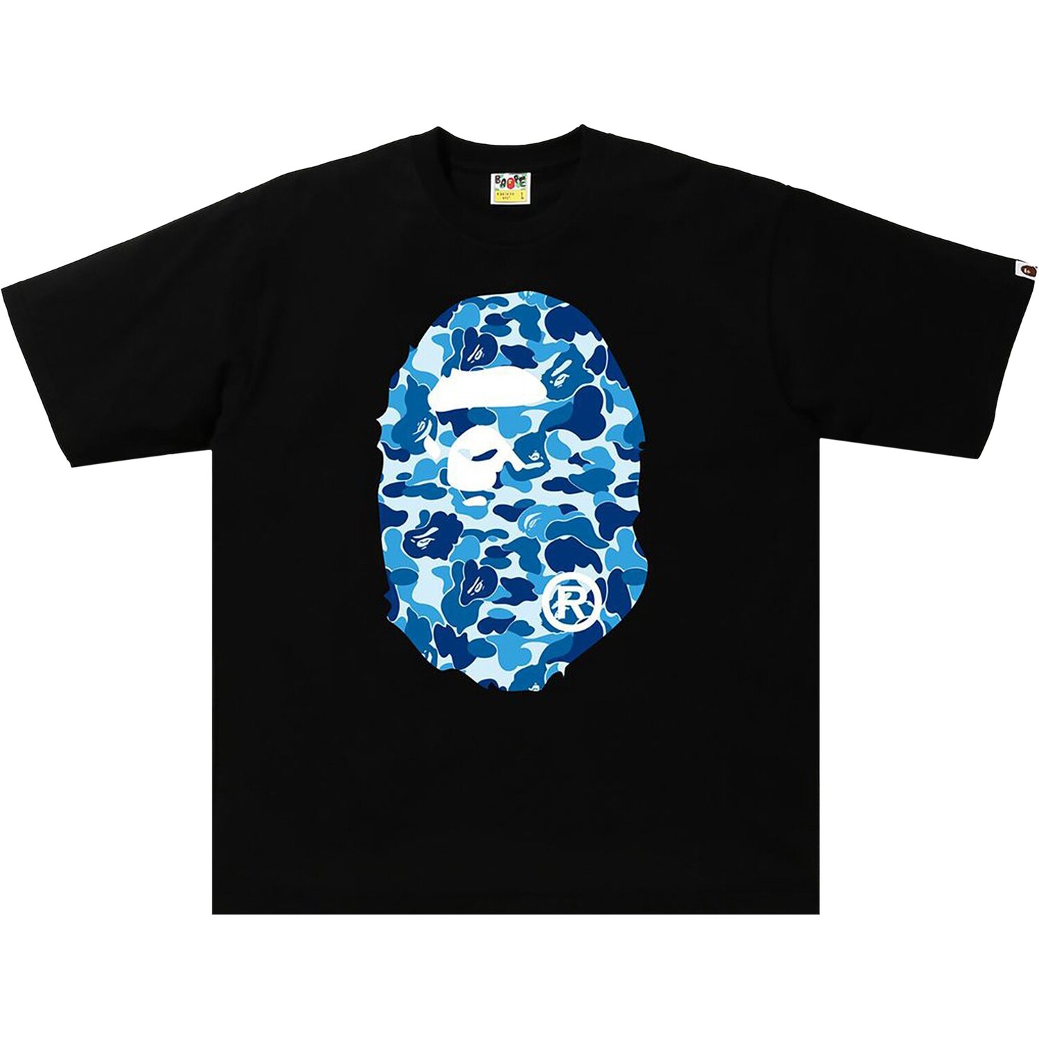 

Футболка BAPE ABC Camo Big Ape Head RLX, цвет черный/синий