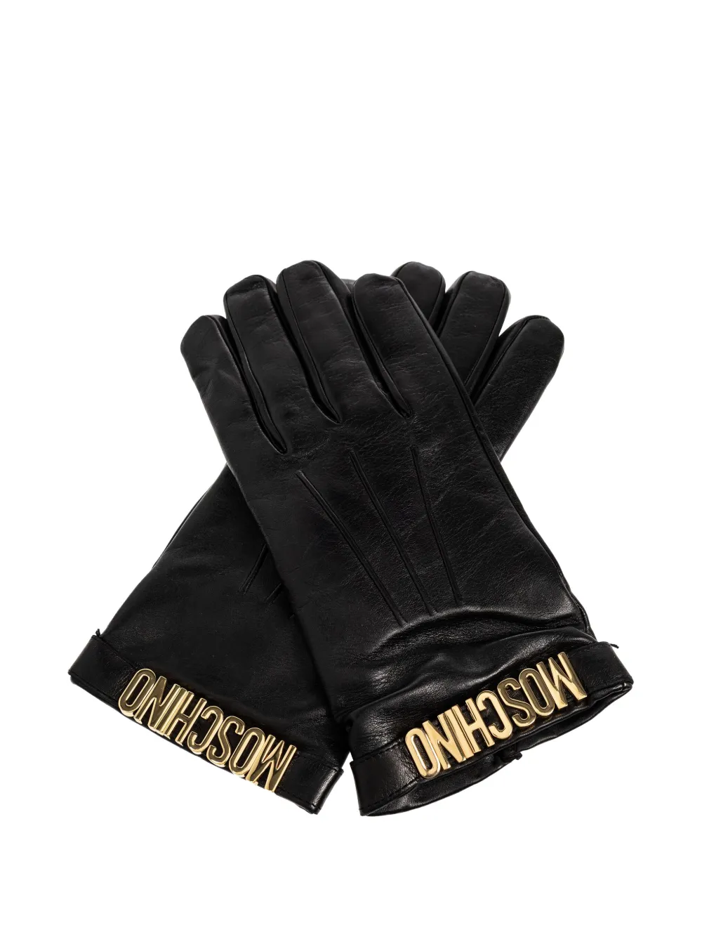 

Кожаные перчатки с логотипом Moschino, черный