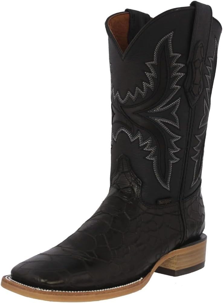 

Мужские черные ковбойские сапоги Texas Legacy с кожаным рисунком морской черепахи и квадратным носком