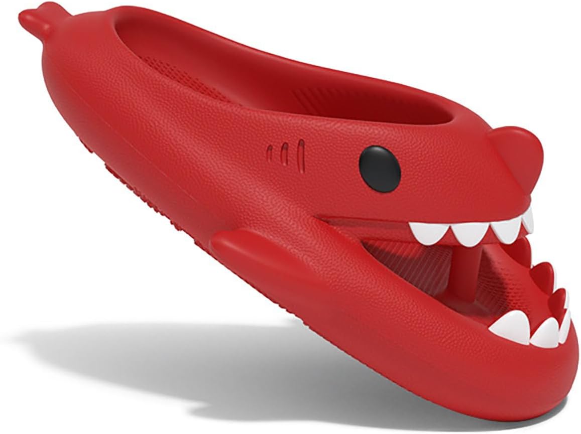 

Шлепанцы Zureto Shark, оригинальные шлепанцы Shark для взрослых, тапочки с мультяшной акулой Cloud Shark для женщин и мужчин, красный