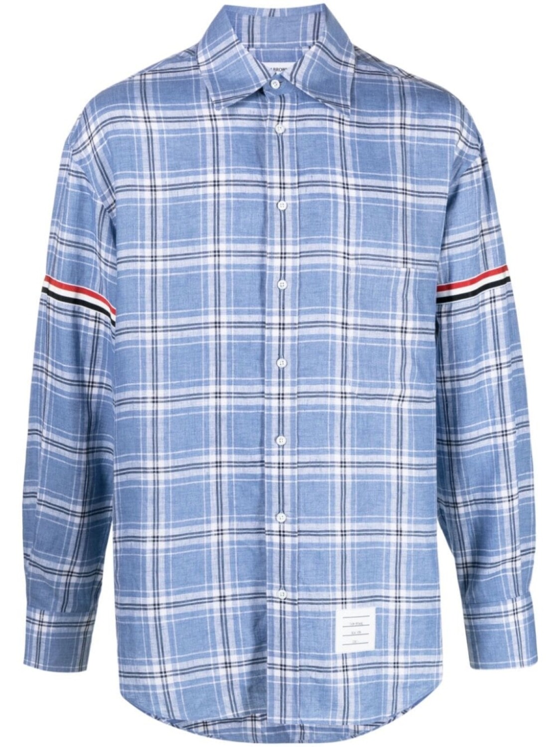 

Льняная рубашка в клетку Thom Browne, синий