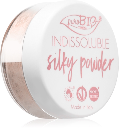 

Матирующая рассыпчатая пудра puroBIO Cosmetics Indissouble, 02 Peachy Pink 8 g