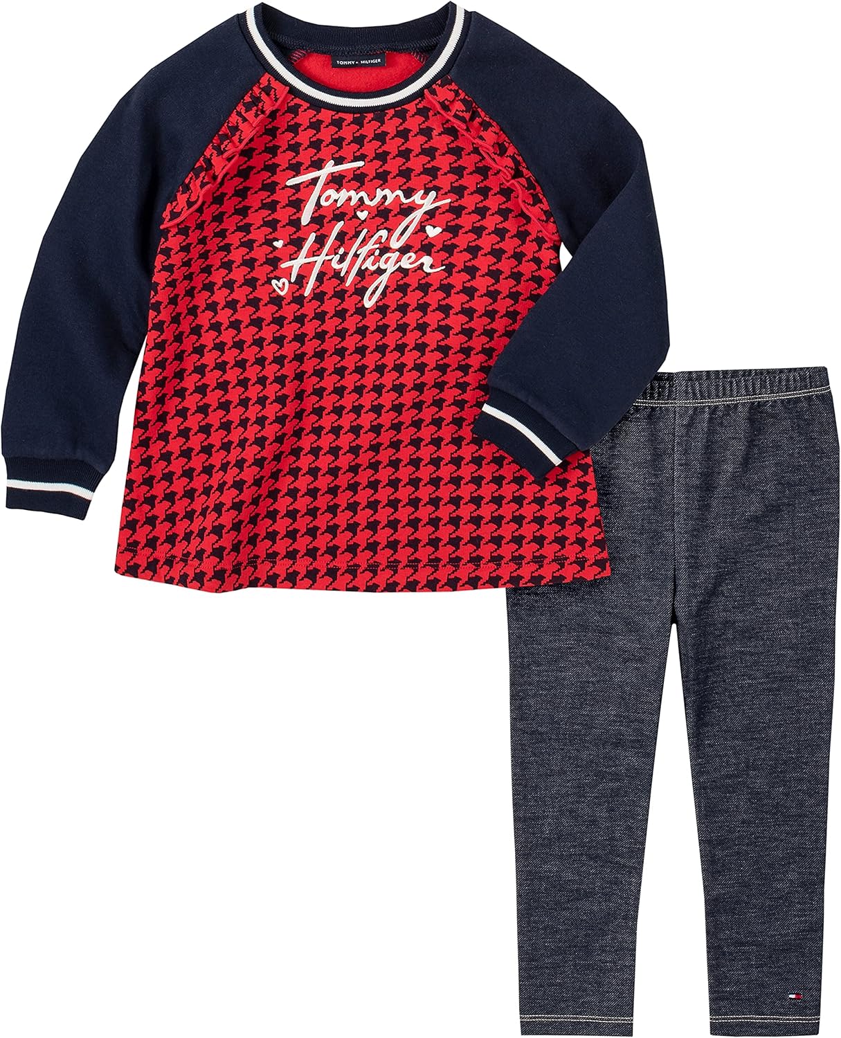 

Комплект из 2 леггинсов для девочек Tommy Hilfiger, Chinese Red And Navy Blazer Print/Indigo Wash