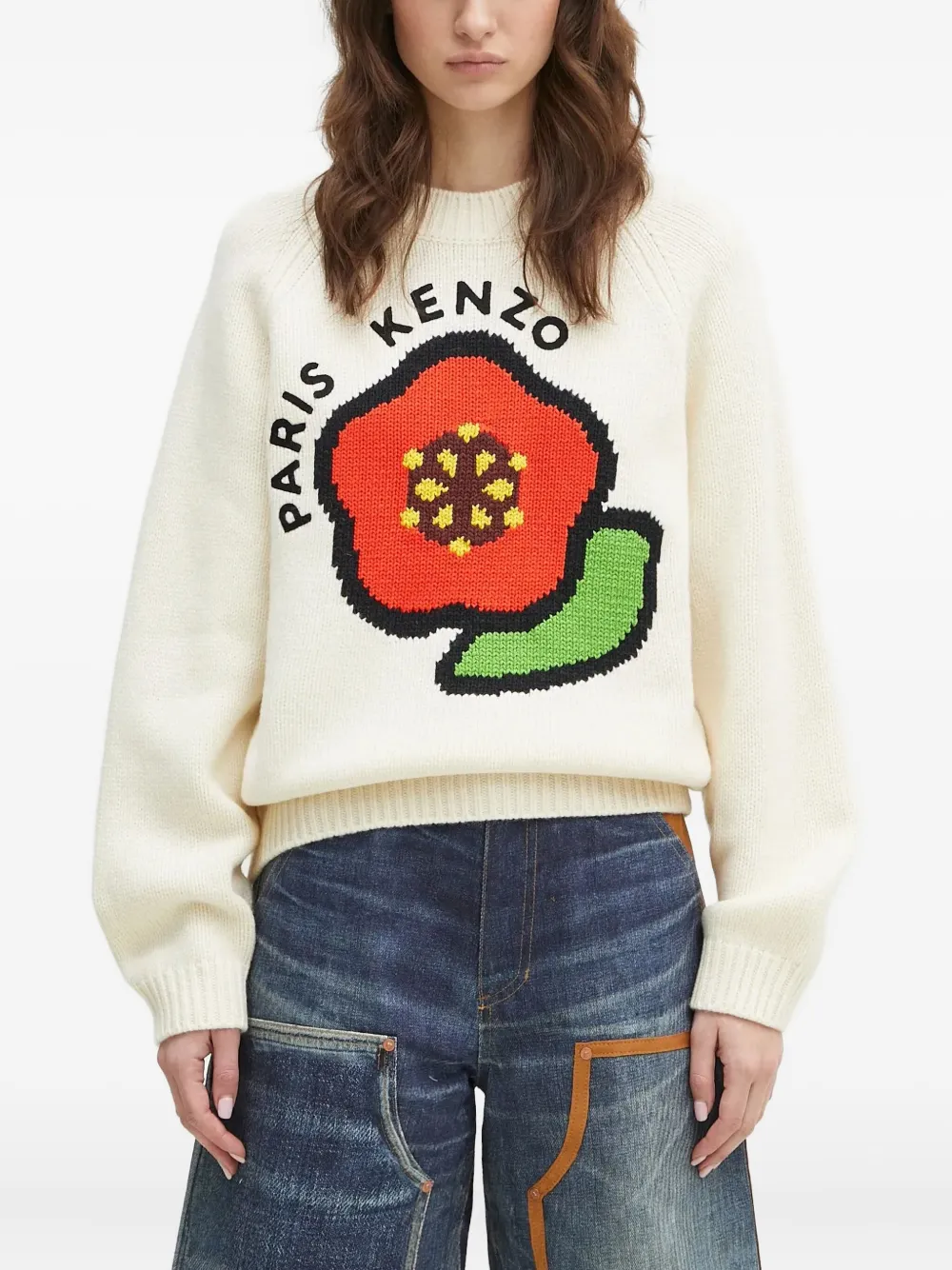 

Джемпер Kenzo Pop с цветочной аппликацией, белый
