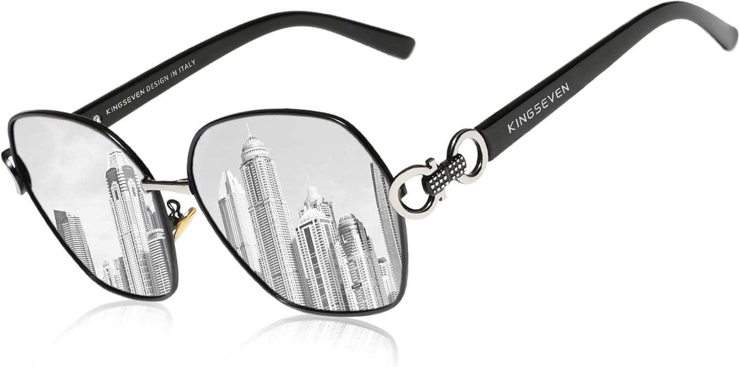 

Солнцезащитные поляризованные очки KINGSEVEN для женщин, винтажный элегантный дизайн, большая бабочка, защита UV400, модель K7898 (C3-черно-серебристый), C3-black Silver