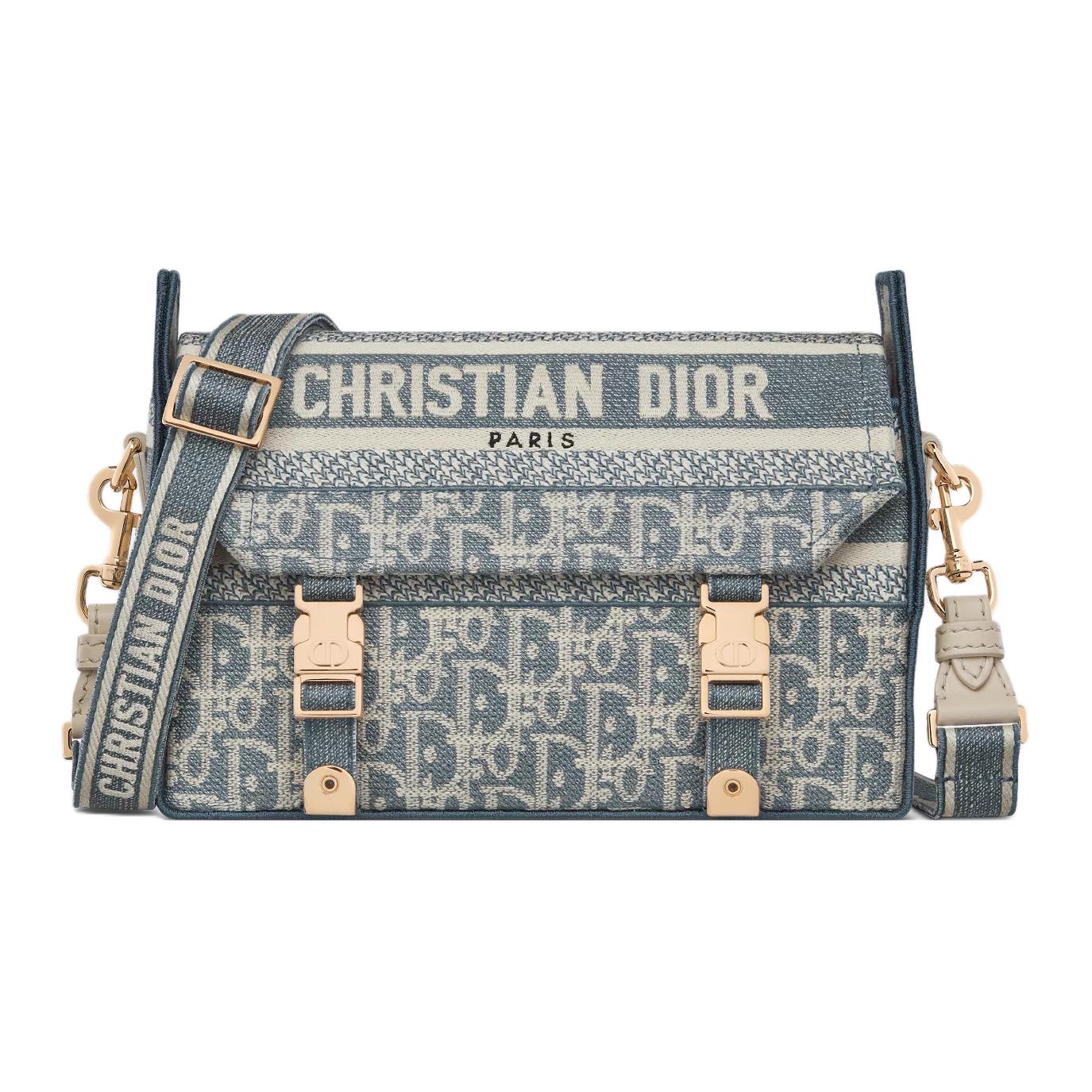 

DIOR Хлопковая сумка-мессенджер через плечо маленькая женская синяя