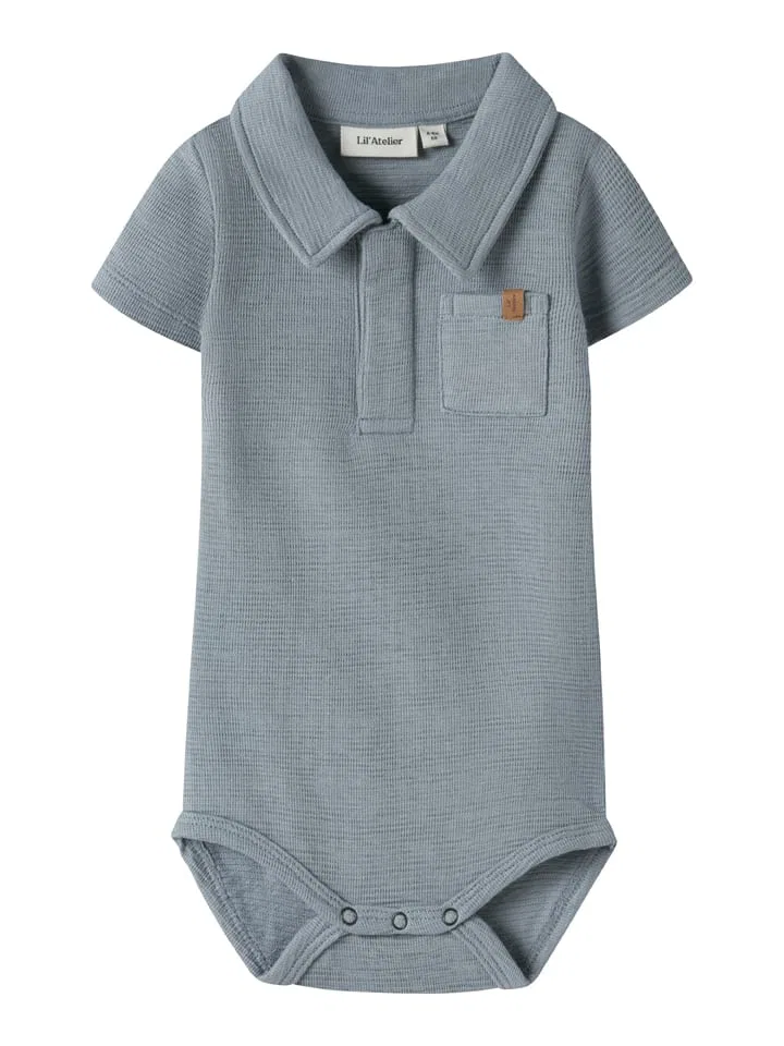 Боди с поло, хлопок, Lil Atelier, серый