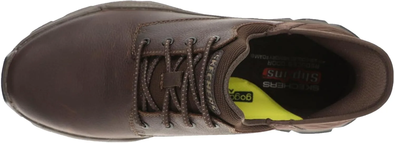 Мужские слипоны Skechers USA Respected - Garrett из кожи с круглым носком и шнуровкой на резинке — фото 2